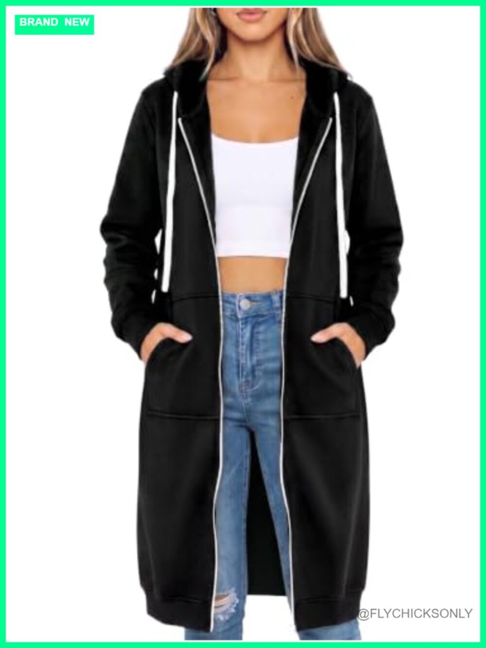 Women's Zip Up Hoodie Fleece Sweatshirt Oversized Tunic with Pockets